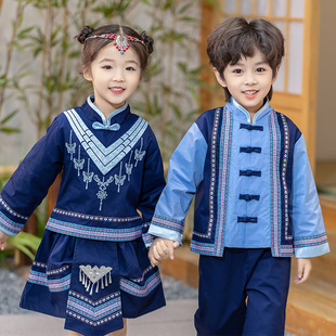 少数名族儿.童服装三月三壮族服饰侗族傣族男 童民族风演出服套装