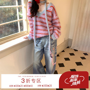 FlyTheTruth 宽松小众设计阔腿裤 初绽铃兰 秋季 印花休闲裤 FTT