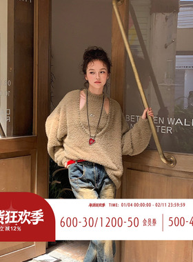 FTT FlyTheTruth『滚烫野心家』 珍珠软毛衣女秋冬慵懒宽松针织衫