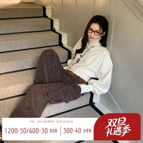 FTT复古棕色工装休闲裤