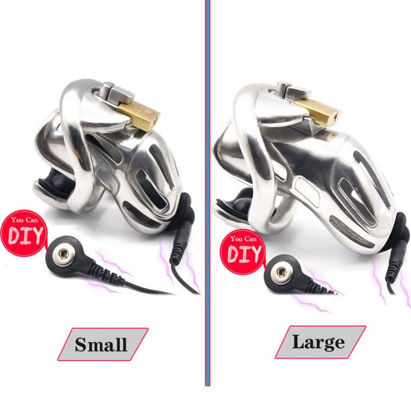 18+ Adults Male Chastity Device Stainless Steel Electric Sho