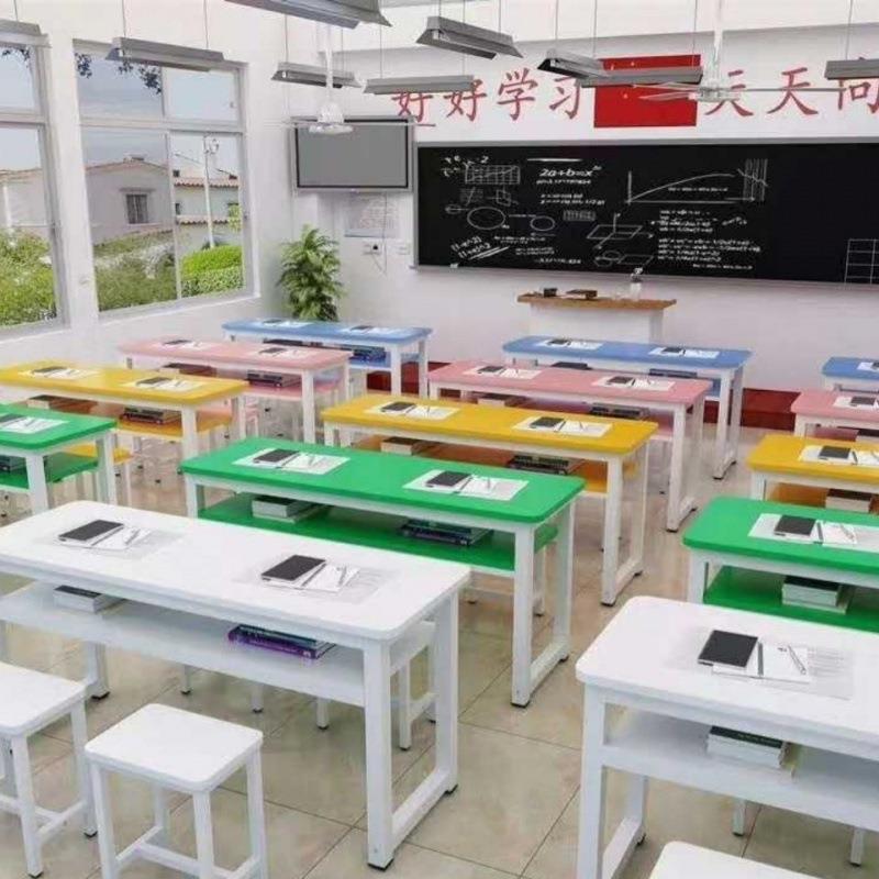 学校美术培训班课桌椅中小学生双人辅导补习午托班课桌长条写字