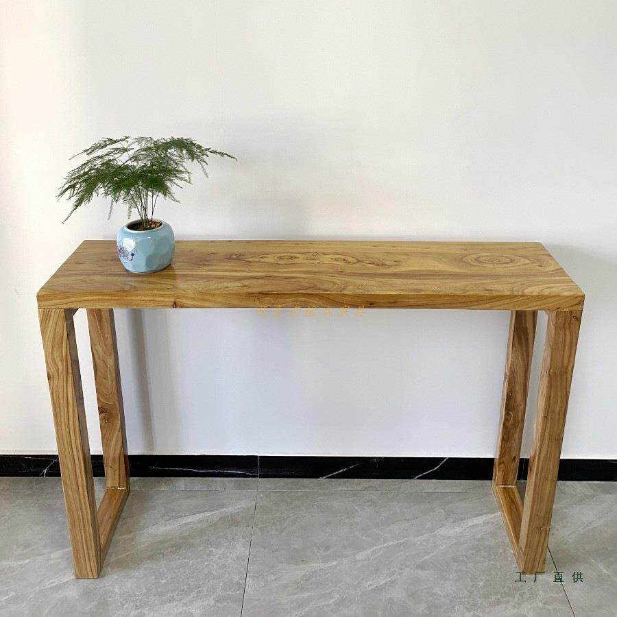 实木玄关台榆木靠墙窄长桌新中式条案桌现代简约书桌条几香案供桌