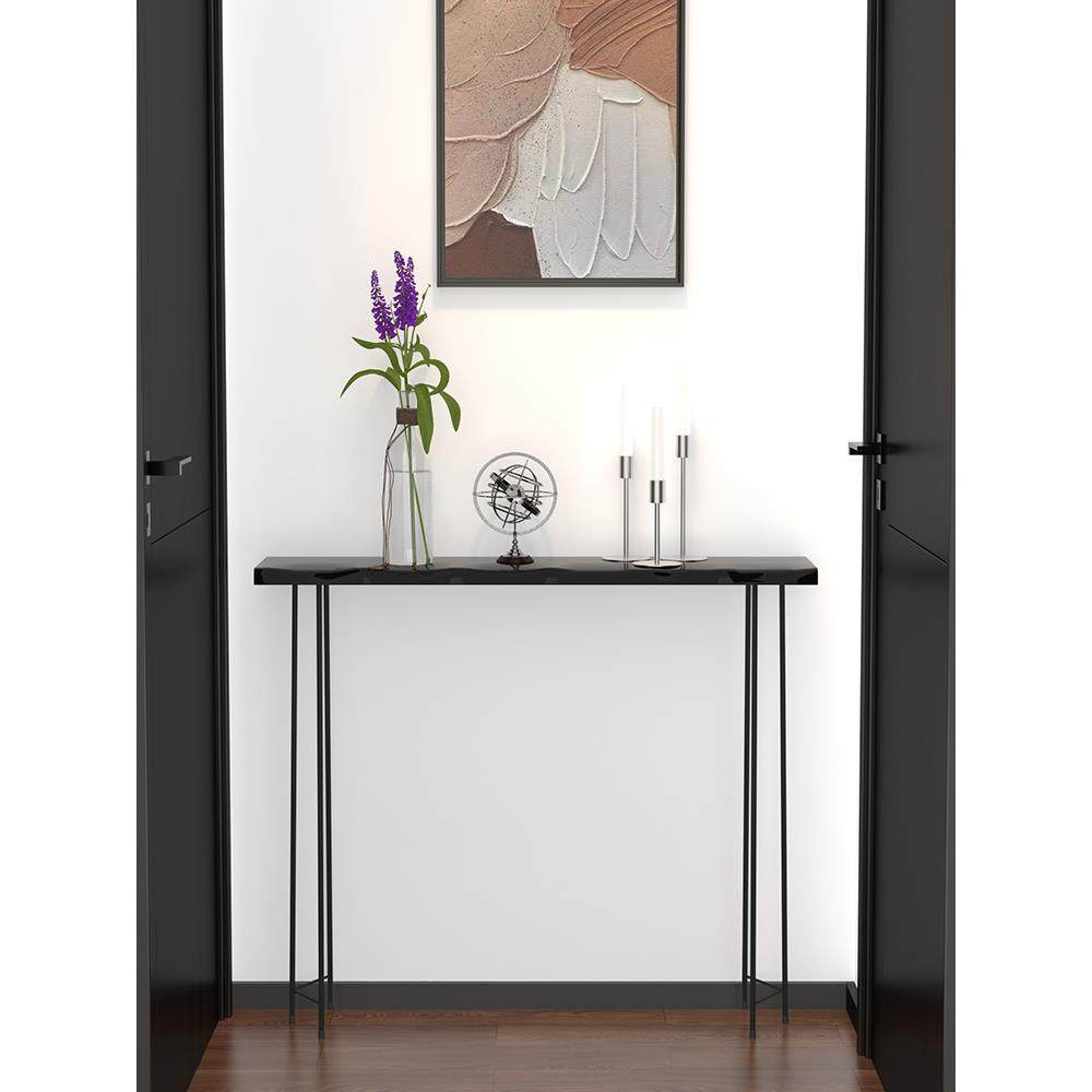 北欧实木入门超窄玄关台玄关桌靠墙条几案几铁艺入户极窄走廊桌子