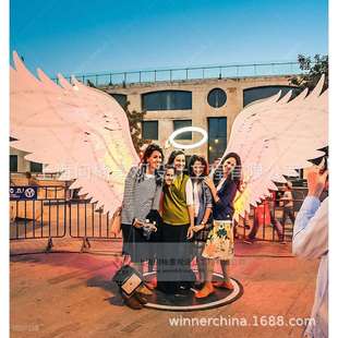 商业美陈网红打卡互动装置艺术维密翅膀拍照景观互动美陈