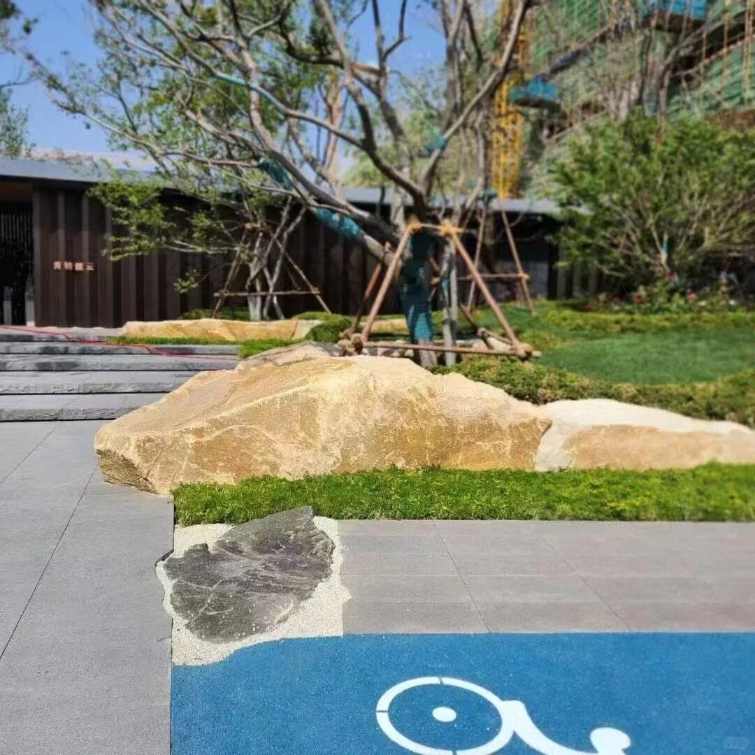 柏坡黄景石天然原石园林庭院假山造景石材批发