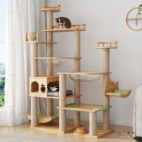 实木太空舱猫爬架猫窝一体四季
