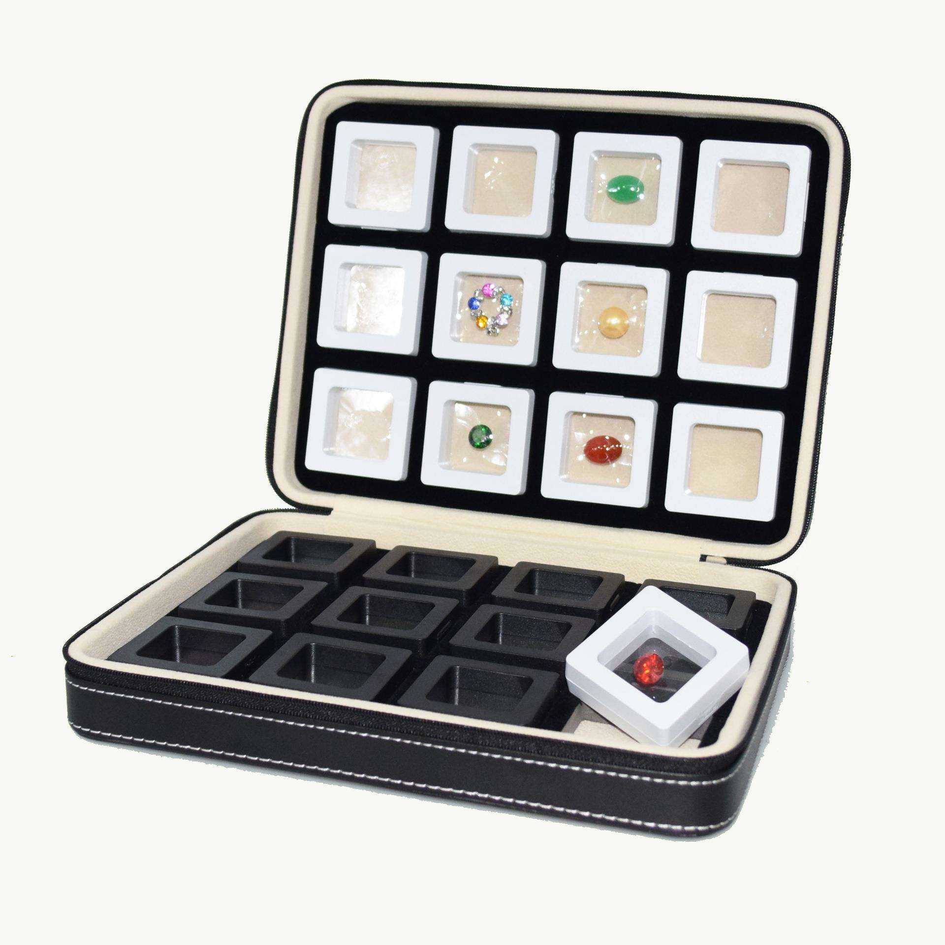 便携式悬浮薄膜盒透明宝石展示密封收藏真空拉链带货箱