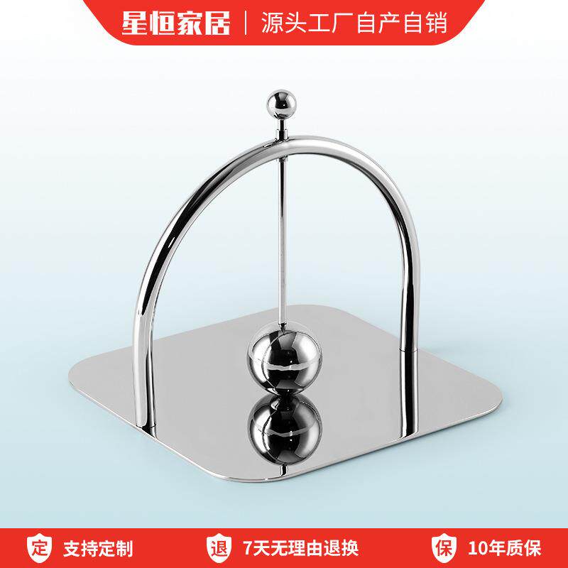 高档欧式餐巾纸收纳架西餐厅商用方形不锈钢纸巾收纳盒胡轻奢摆件