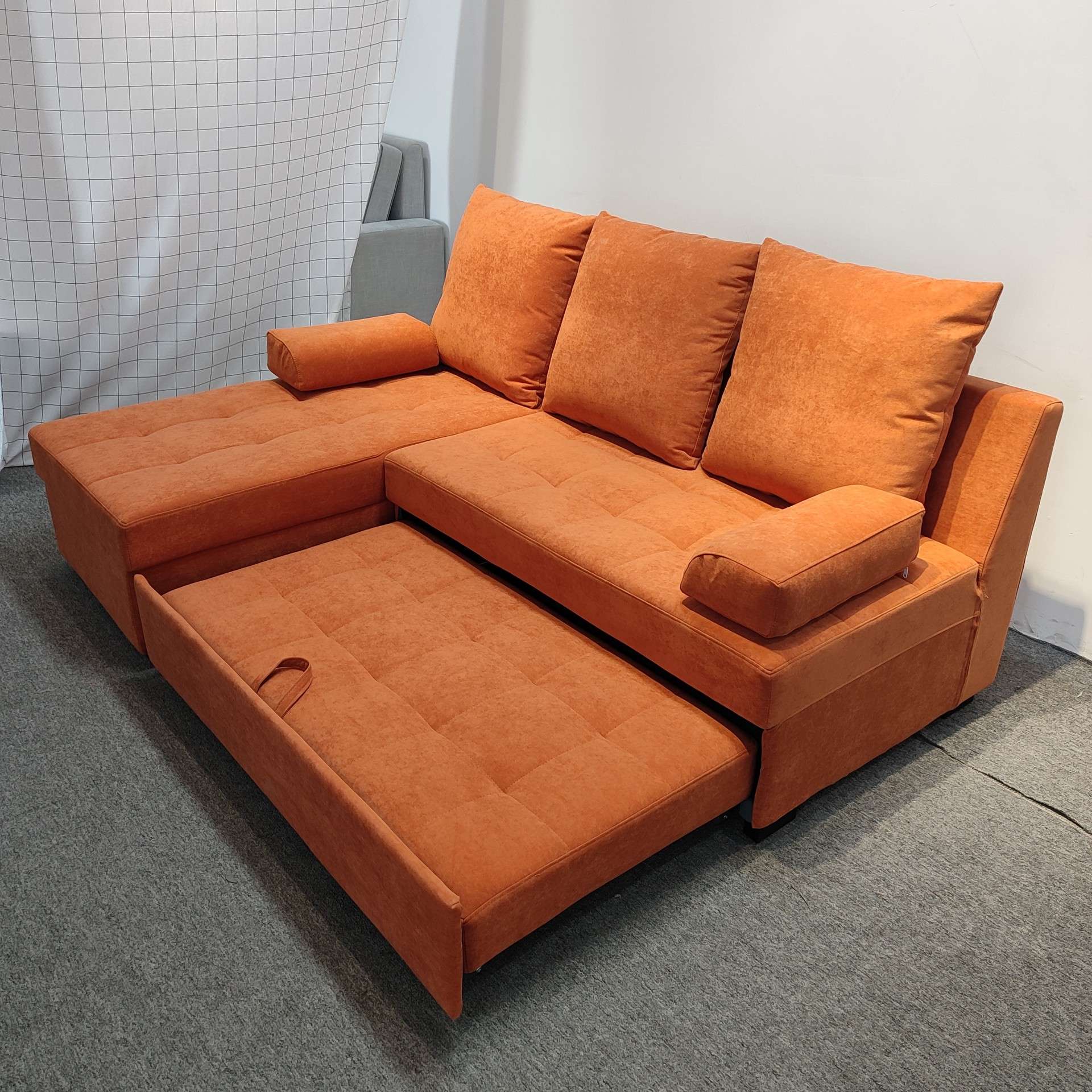 现代简约折叠沙发床两用多功能小户型转角贵妃组合拆洗布艺沙发床