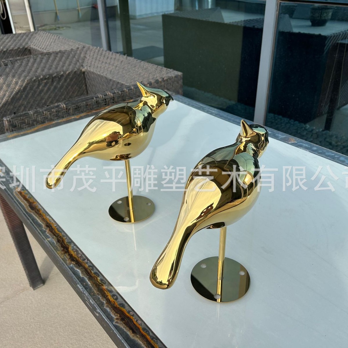 不锈钢仿真飞鸟园林雕塑摆件