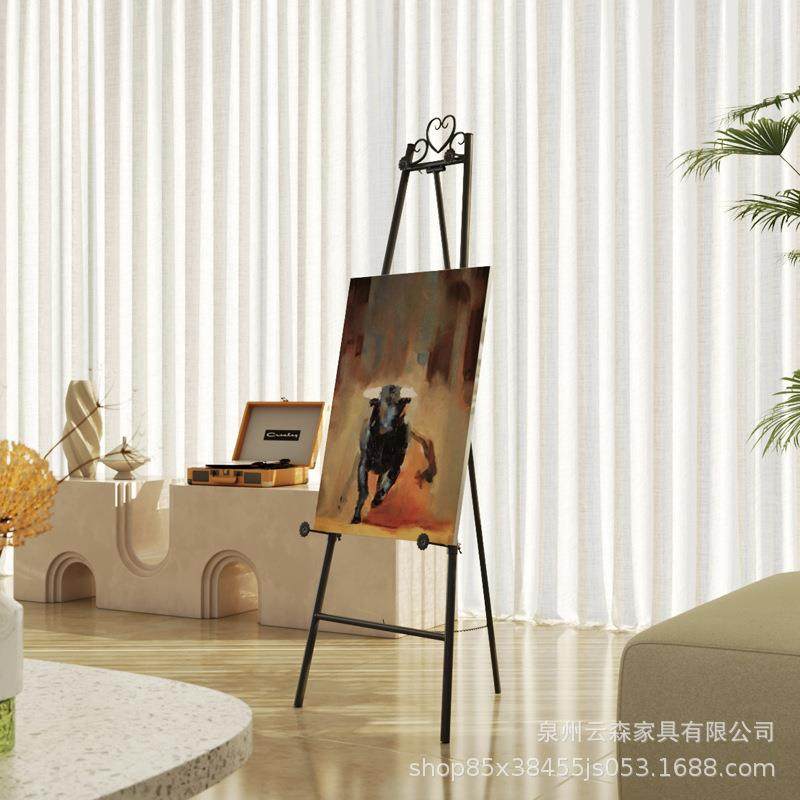 铁艺爱心款油画架子展示架迎宾架相框架落地支架照片婚庆托架加粗