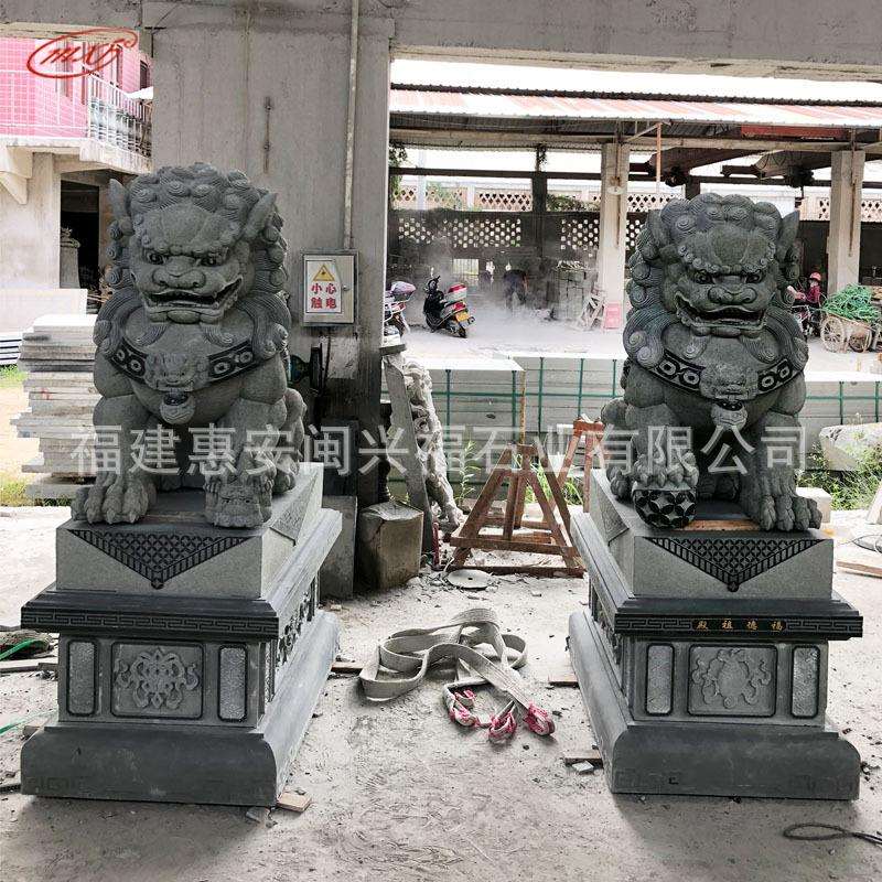看门花岗岩石狮子一对别墅庭院摆件石雕狮子墓地小石头狮子