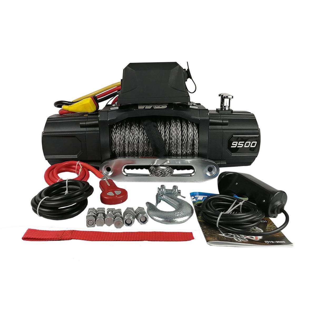9500LB尼龙绳绞盘12v24v直流电动绞盘电动葫芦卷扬机自救绞盘