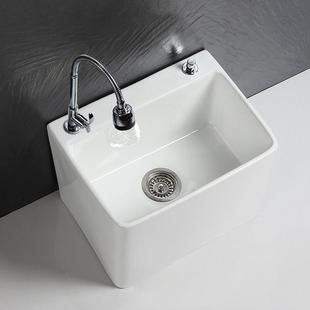 阳台洗拖把池陶瓷户外拖布池家用墩布池加低加矮地拖盆落地高35