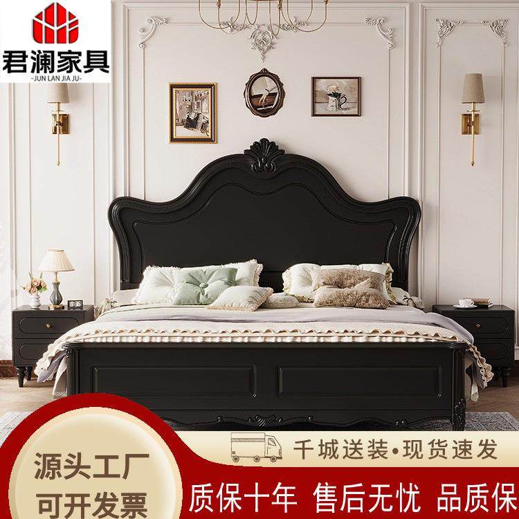 美式床实木床轻奢欧式白色床1.5米1.8软包婚床主卧抽屉储物公主床