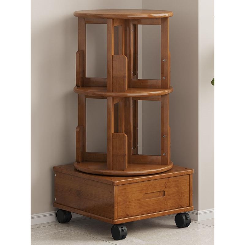 移动书架创意轻奢书柜卧室带轮收纳家用实木置物架儿童客厅储物子