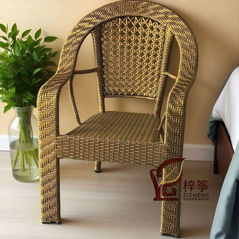 手工阳台休闲桌椅靠背椅老年人藤椅家用庭院编织户外室内藤编椅子