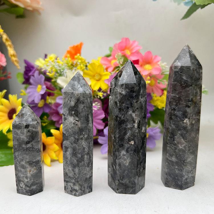 天然水晶闪光石六角棱柱水晶柱原石打磨单尖柱现货