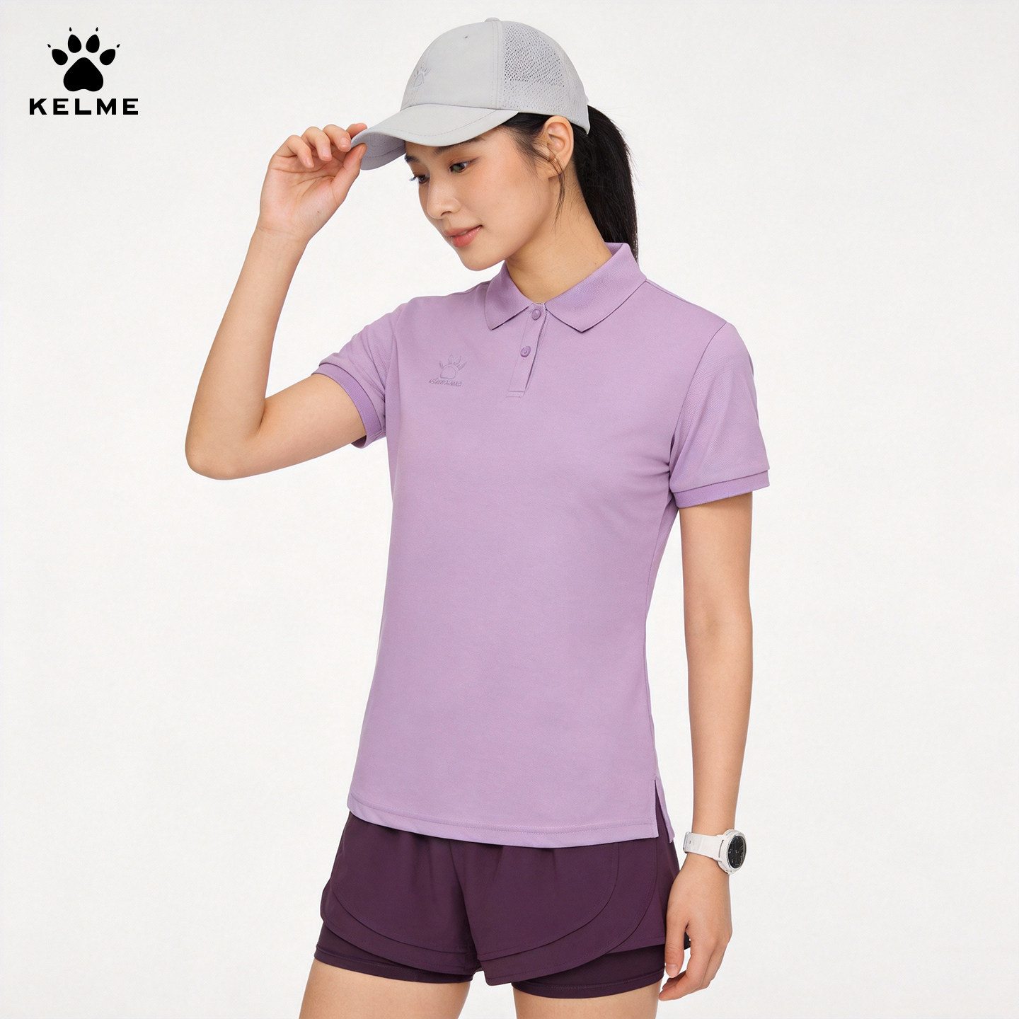 KELME卡尔美短袖POLO衫女士运动训练服上衣跑步健身休闲翻领T恤