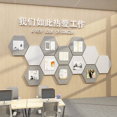 新款办公室照片墙面装饰企业文化毛毡板宣传公告栏展示会议室背景