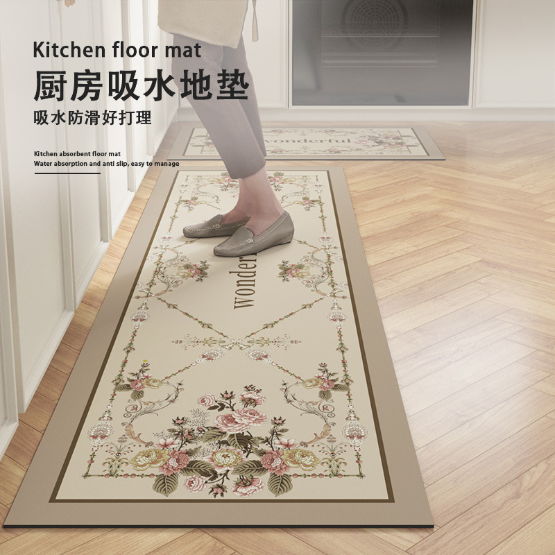新款欧式厨房专用矽藻泥地垫防水防油可擦免洗脚垫防滑免清洗地毯