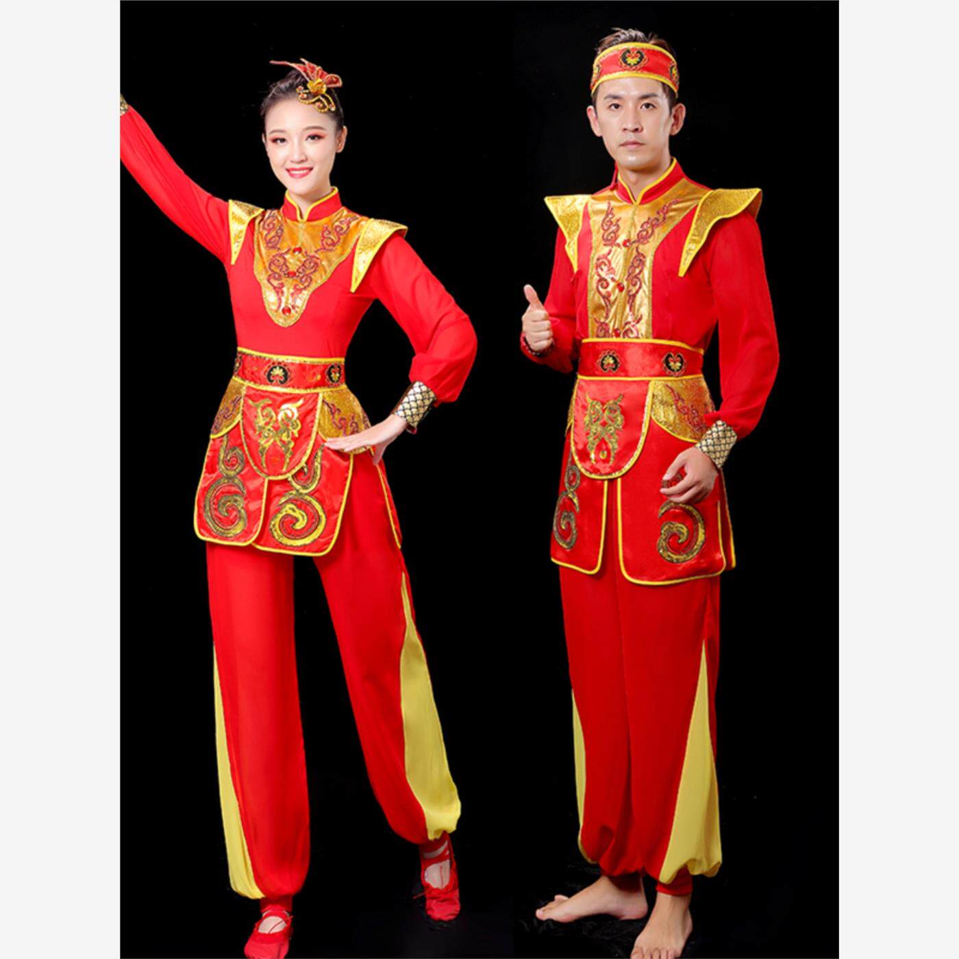 民族打鼓服演出服女中国