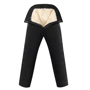 冬 老人防风棉裤 真羊皮毛一体裤 子男女中老年保暖加厚高腰真皮皮裤