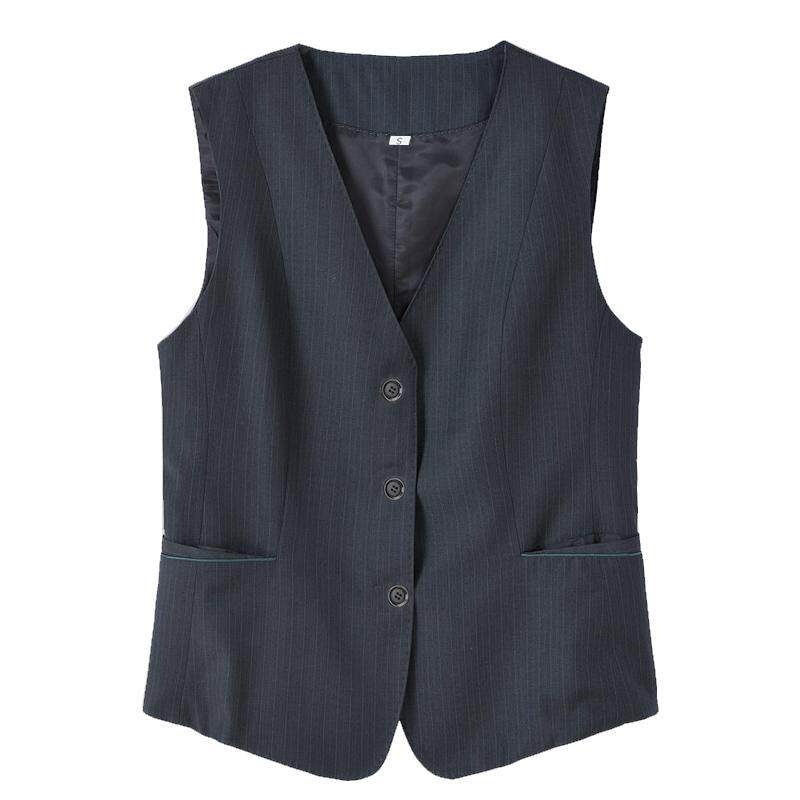 新款灰条纹女西装马甲业农制服工作服职业工装行服衬衫