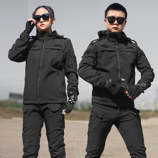 秋冬加绒作训服保安黑色套装 511教官工作服棉服防水冲锋衣男