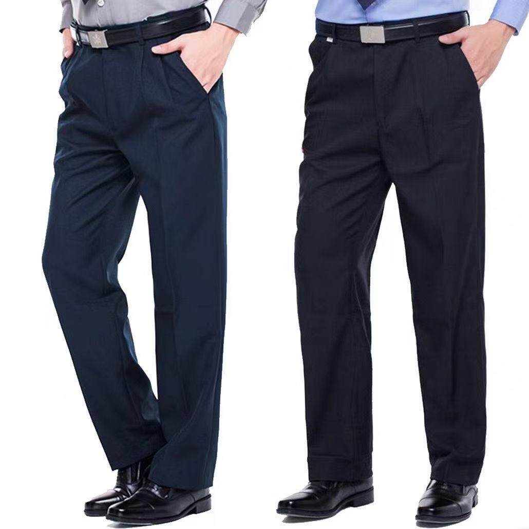 冬季加厚保安裤子加大保安服男春秋套装物业门卫工作藏青西裤