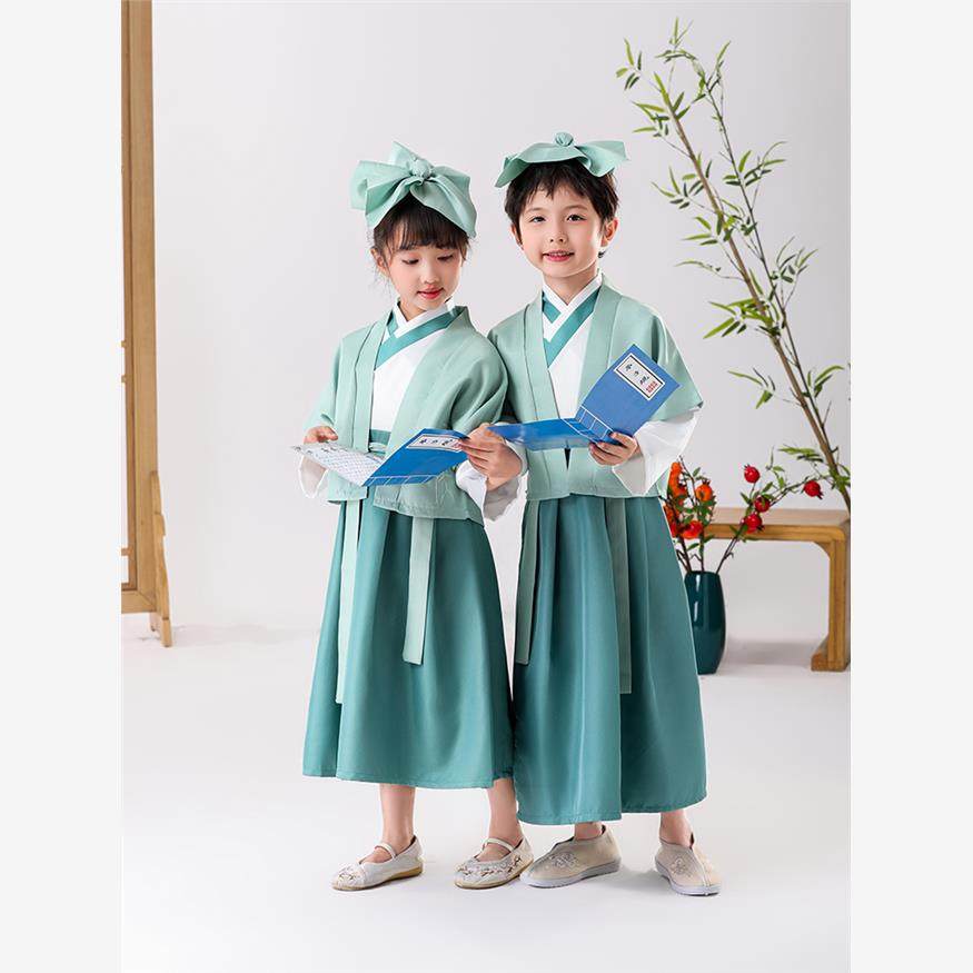 儿童汉服男童国学服书童古装小学生演出服三字经弟子规女童朗诵服