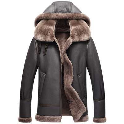 皮毛一体男士外套皮衣皮夹克