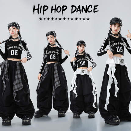 新款爵士舞服装少儿嘻哈舞蹈练功服jazz女童装女团走秀演出服套装