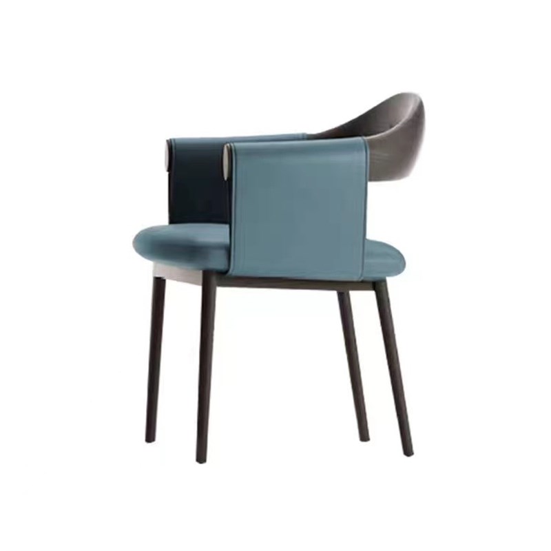 北欧极简餐椅商务洽谈会议靠背椅意式简约风格高端家用带扶手椅子