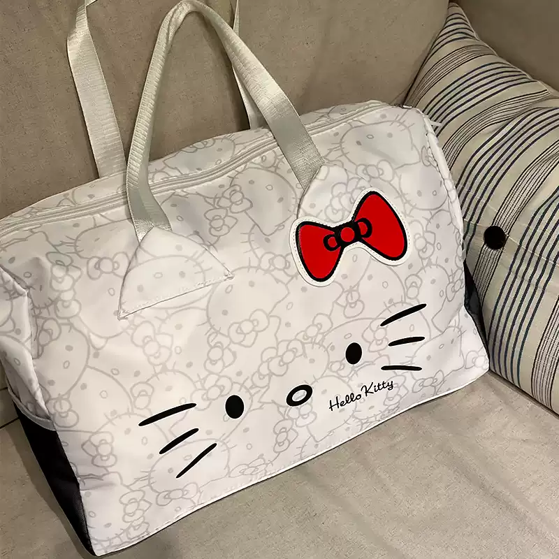 哈喽kitty旅行包行李袋大容量可套拉杆箱女短途手提斜挎健身包