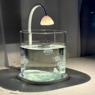 水母缸小型斗鱼专用鱼缸懒人客厅超白玻璃缸创意办公室桌面家用缸