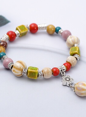 新款文艺复古民族风陶瓷手链男女学生礼物跨境陶瓷手串饰品批发