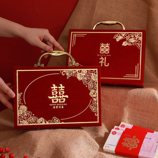 饰聘金礼金盒高档 订婚彩礼箱彩礼钱盒子现金彩礼盒结婚布置装
