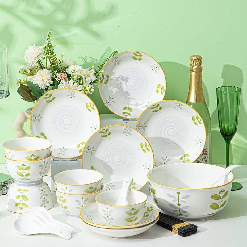 日式釉下彩饭碗小清新陶瓷餐具套装家用碗碟套装公司礼物乔迁送礼,餐饮具,餐具瓷器套装,淘宝优惠券,粉丝福利购,淘宝优惠卷