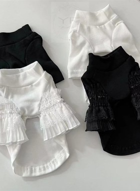 柔软黑色白色秋冬内搭打底衫宠物泰迪比熊小型犬狗狗猫咪家居衣服