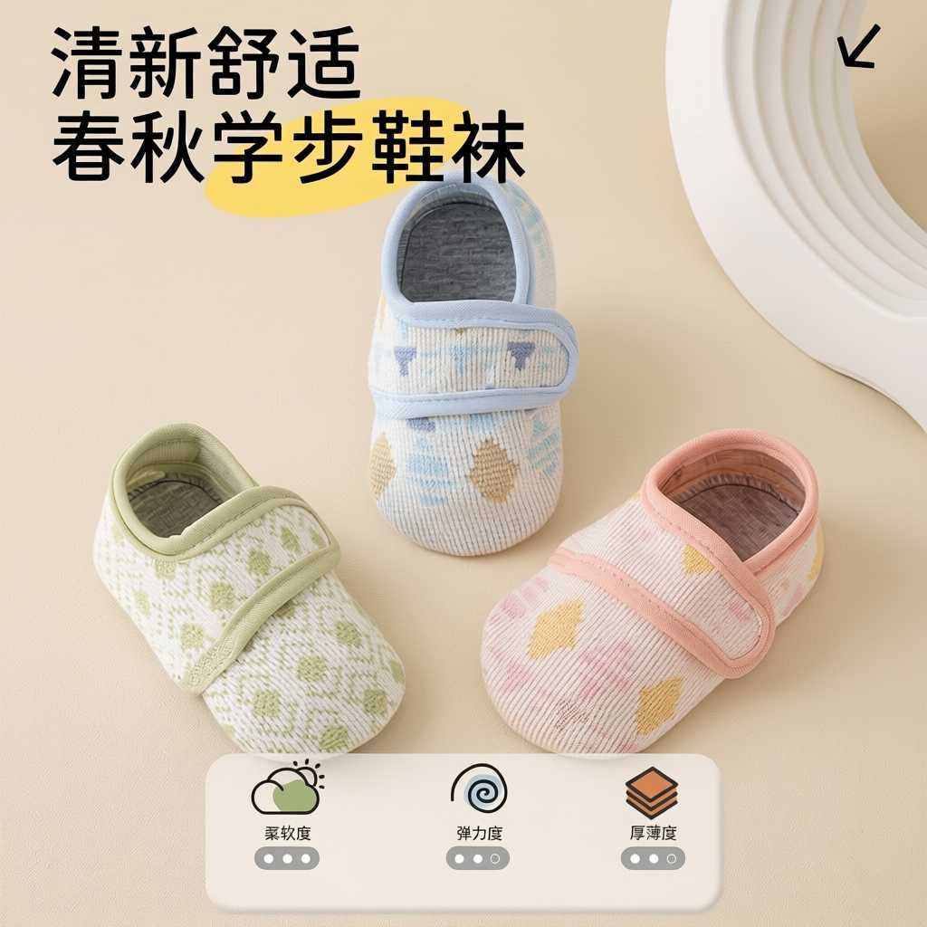 儿童秋季魔术贴地板袜鞋