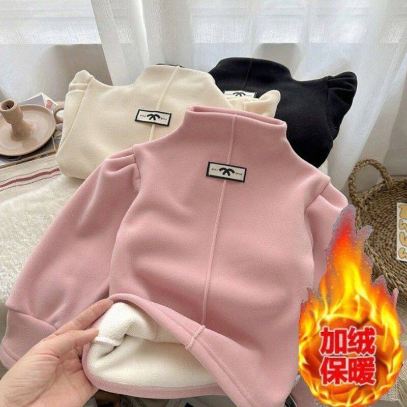 秋冬女童加绒打底衫德绒