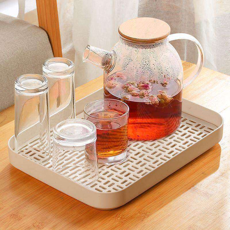 加厚托盘双层沥水盘加深茶杯家用塑料长方形茶盘收纳盘水杯置物架