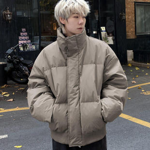 棉衣外套 宽松潮流痞帅青少年短款 黑色立领棉服男冬季 加厚2025新款