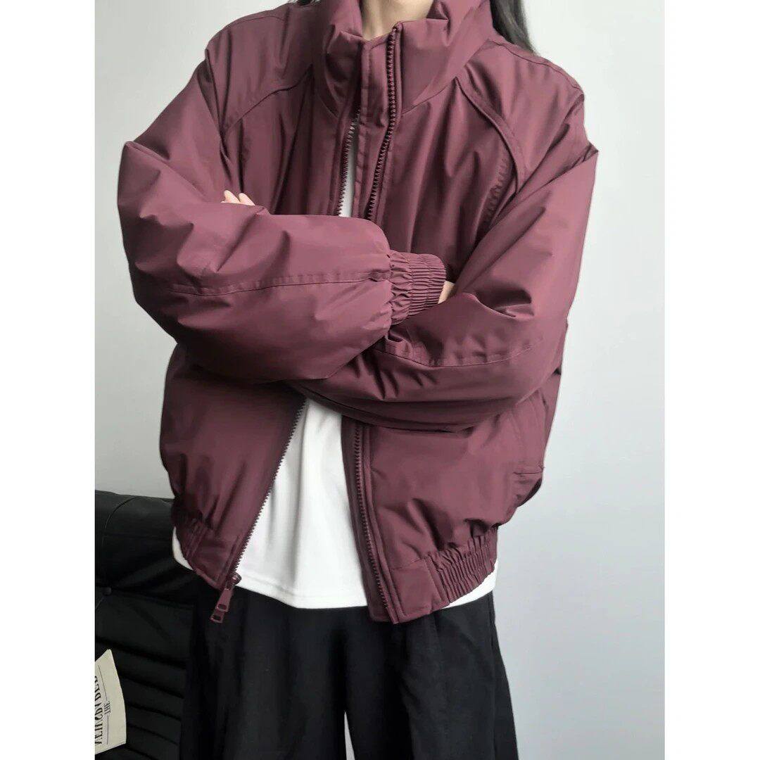 白灰色三防立领夹克棉服男冬季加厚高级感夹棉棒球服美式短款外套,男装,棉衣,淘宝优惠券,粉丝福利购,淘宝优惠卷