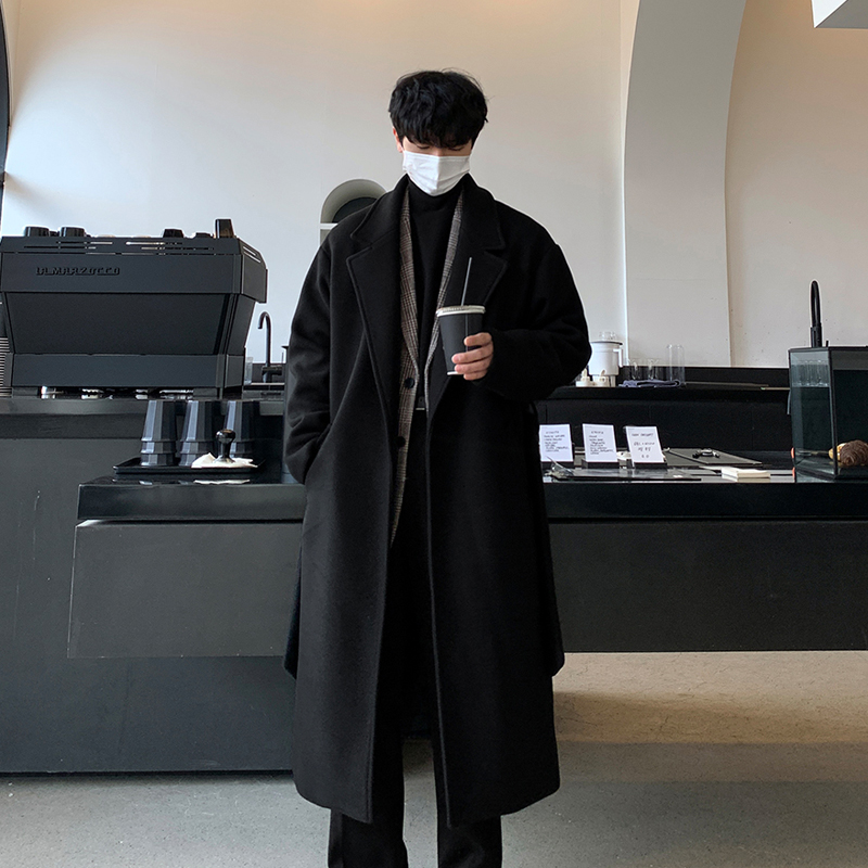 秋冬新款毛呢大衣男中长款韩版冬季加厚男士风衣非羊绒呢子外套