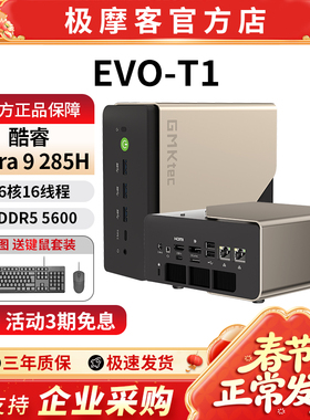 极摩客EVO-T1英特尔酷睿Ultra 9 285H迷你电脑主机AI PC家用商务办公游戏电脑内置32B本地大模型