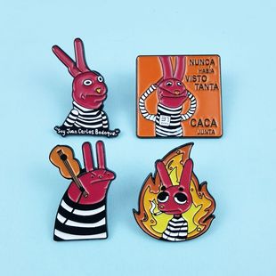 卡通越狱兔动画周边胸针创意红色兔子囚服造型服装配饰领针徽章