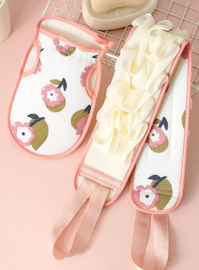 晚秋浴花搓澡巾拉背条套装强力搓泥手套浴花搓澡巾二合一洗澡